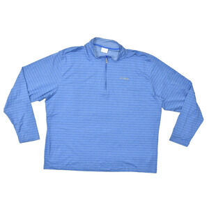 Columbia PFG Men's Blue Striped Quarter Zip Pullover Sweater Size XXL Polyester